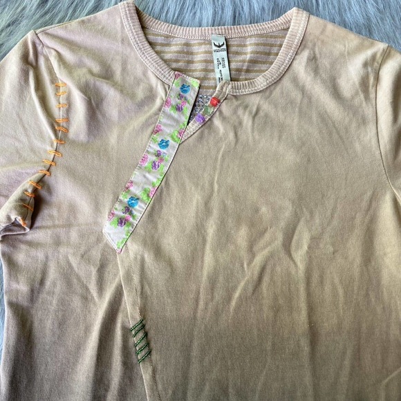 Waggon Womens Top Sz Med Colorful Beaded Gems Embroidered Floral Peace RARE - Picture 3 of 11
